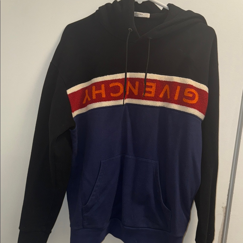 Givenchy Black and Navy Hoodie with Red Accent Men Size M excellent condition